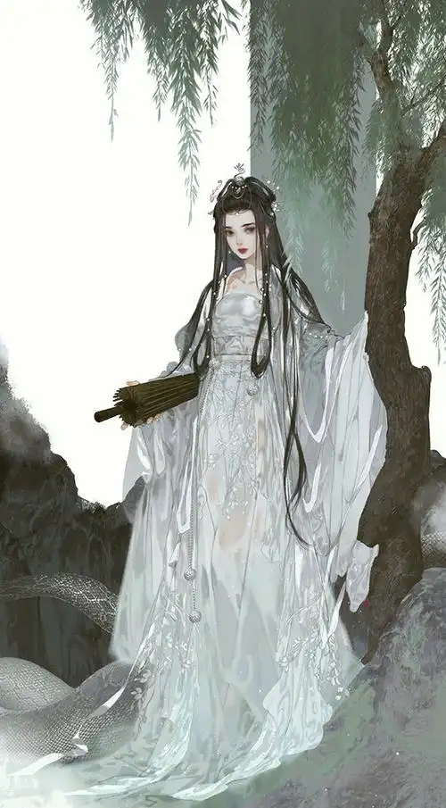 白蛇白素贞古风图插画图片壁纸