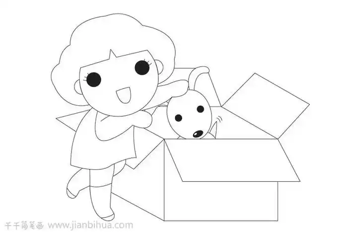 整理玩具的小女孩简笔画简单好画