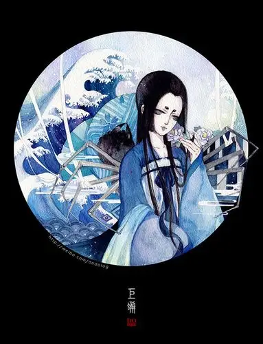 之 巨蟹-dodolog_dodolog原创,水彩,手绘,插画,星座,十二宫,巨蟹,古风