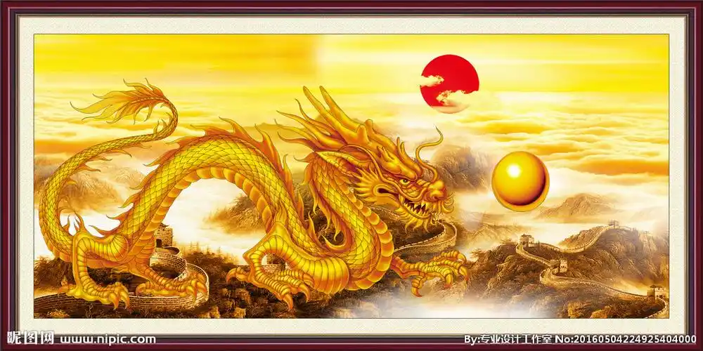 国画长城 飞龙在天设计图__psd分层素材_psd分层素材_设计图库_昵图网