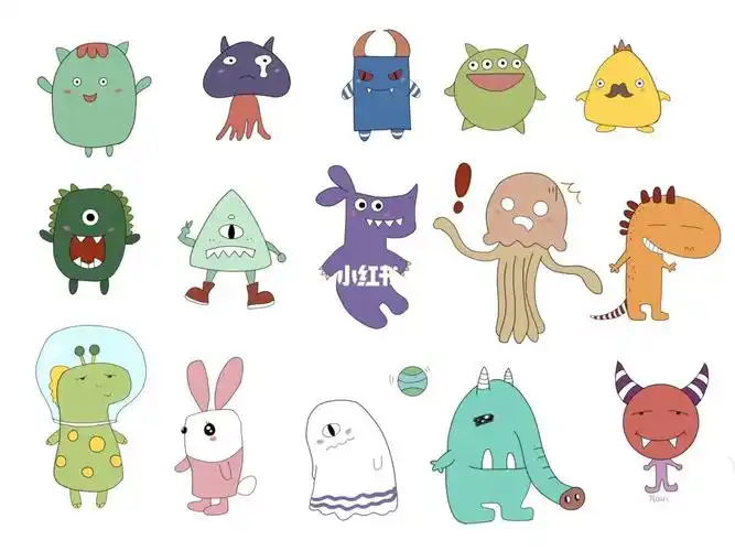 可可爱爱小怪物简笔画