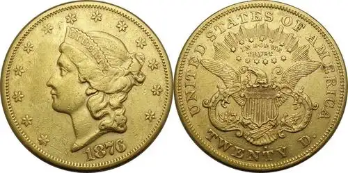 20 dollars usa 1876s