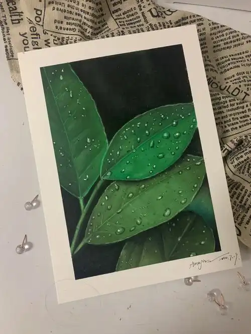 油画棒no73100树叶简单过程