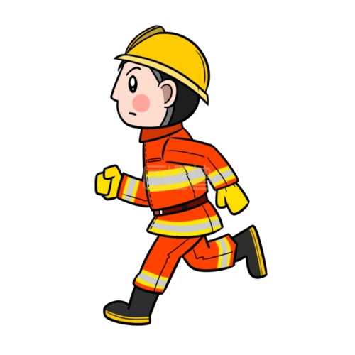 图怪兽原创动画元素卡通消防员奔跑