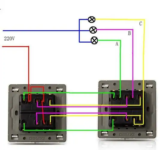请问怎么连线,才能使三开双控与单开双控同时控制客厅的三组灯?