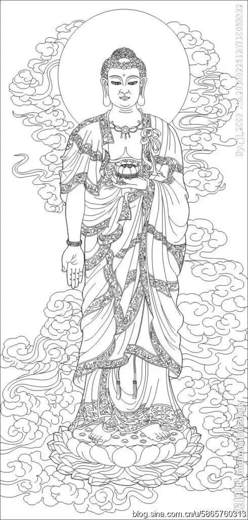 如来佛祖白描简笔画