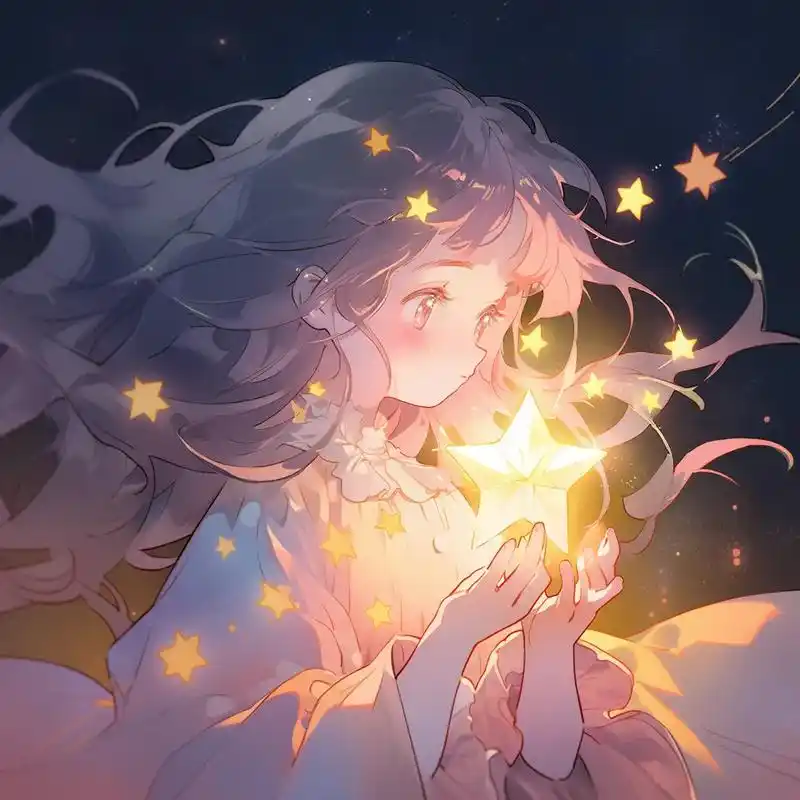 捧着星星的女孩.闺蜜头像#女生头像 #闺头 #动漫女头 #一 - 抖音