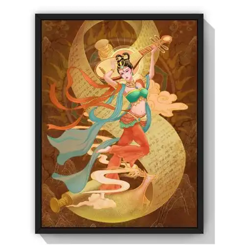 敦煌飞天仙女数字油画diy手工填色礼物意义礼物高颜值装饰贴挂画 a16