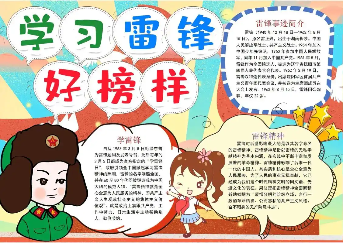 学习雷锋好榜样手抄报模板线稿图片内容文字.#学雷锋手抄报 # - 抖音