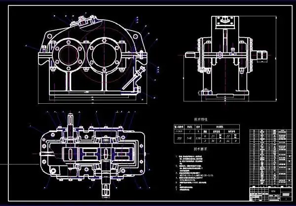 急求:一级直齿圆柱齿轮减速器cad装配图
