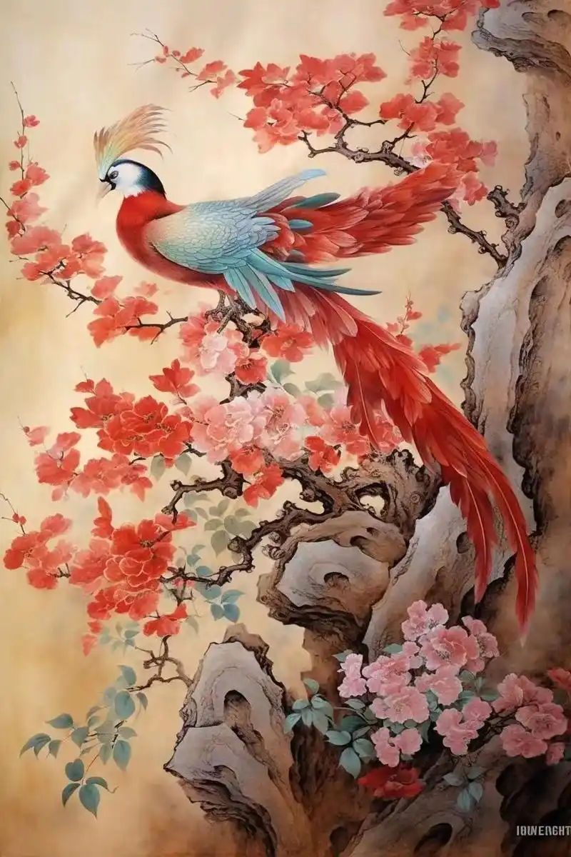 凤凰牡丹寓意花开富贵,家庭幸福,国运昌盛.#国花牡丹 #国色 - 抖音