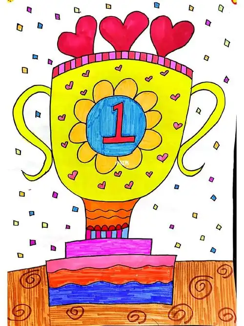 奖杯儿童画临摹