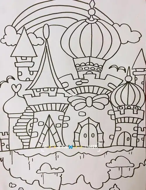 儿童画马克笔童话中的城堡