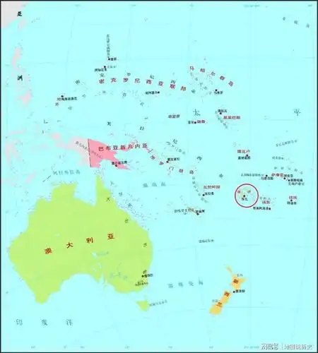 斐济位置图(图中圆圈处)