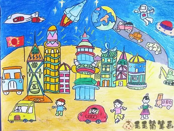 未来交通想象儿童画