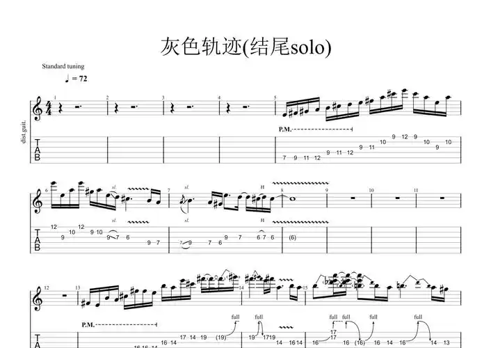 beyond《灰色轨迹》吉他谱_电吉他谱_结尾solo