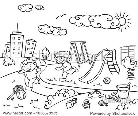 hand drawn children playground template with cheerfu