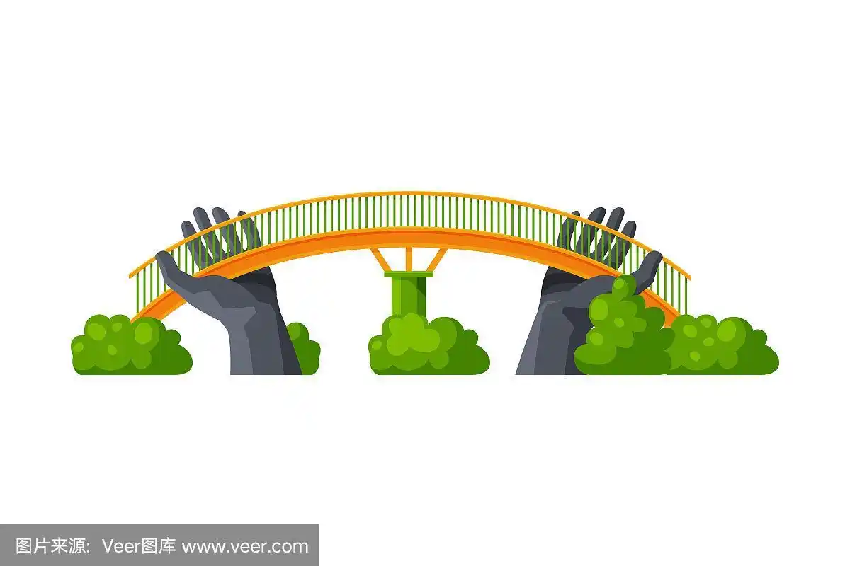 现代桥梁,城市建筑设计元素平面矢量插画