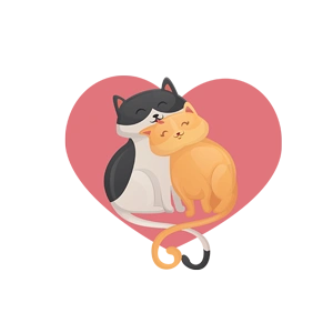 动物情侣小猫相互依靠免抠素材