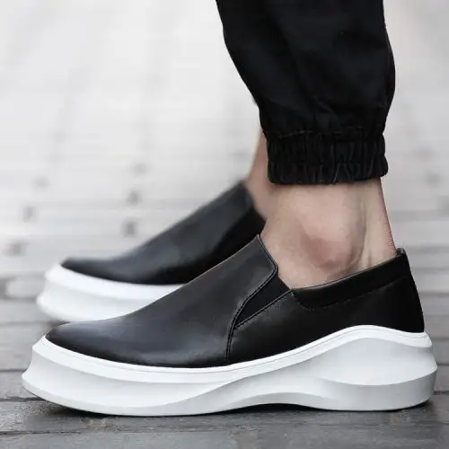 夏季厚底松糕鞋男士休闲鞋内增高男鞋子韩版个性潮鞋透气时尚板鞋