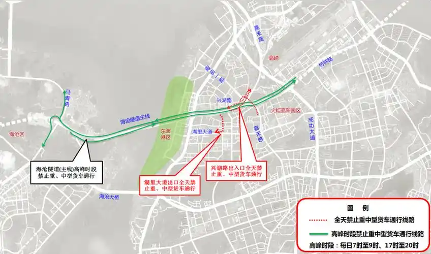 明起厦门海沧隧道出岛方向夜间封闭车辆绕行公交调整