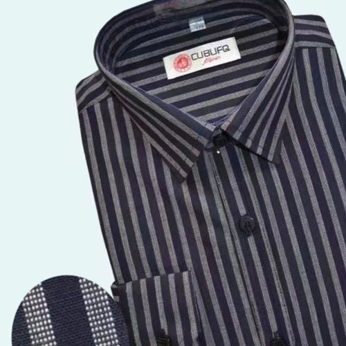 欣华锦纺织新款新货纯棉老粗布男士长袖衬衫条纹男装2件包邮