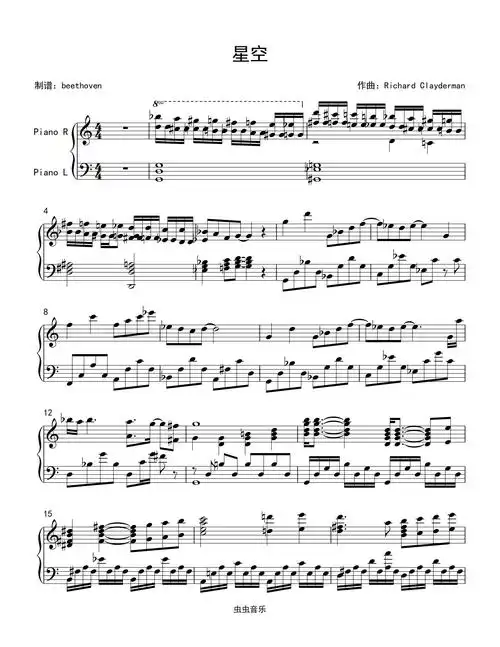 《星空》钢琴独奏 理查德·克莱德曼钢琴谱-c调-虫虫钢琴