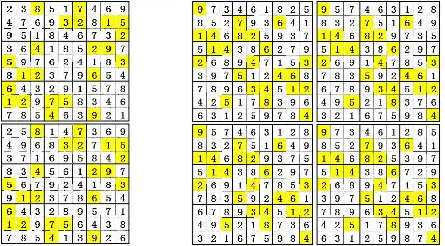 求数独答案,最好用图解.谢!