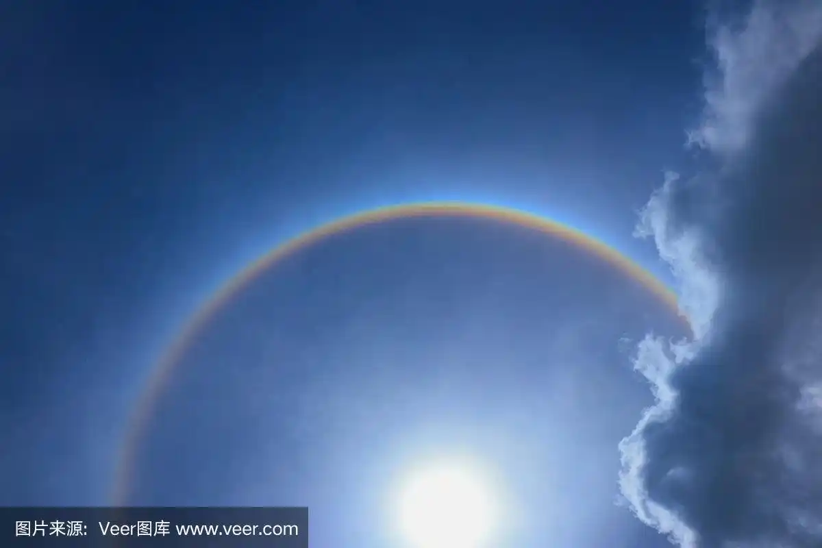 奇异的日冕环,美丽的太阳光环与圆形彩虹.为你的文本复制空间.泰国