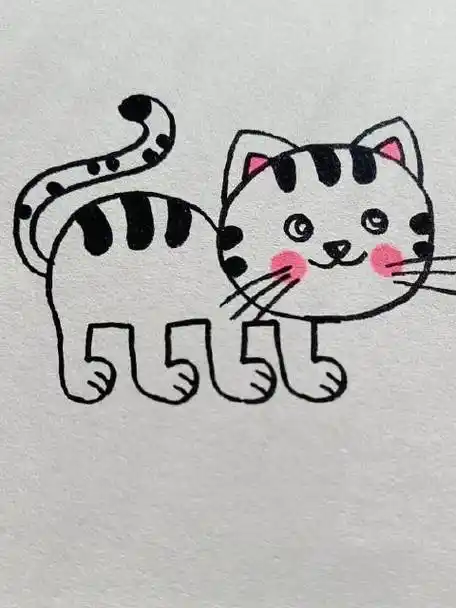 用4个5画猫咪,简单有趣~#简笔画#生活必备小百科的微博视频