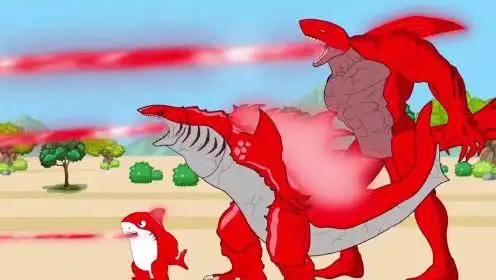 哥斯拉动画系列:鲨鱼兄弟被病毒侵袭,身体变异大闹怪兽世界!