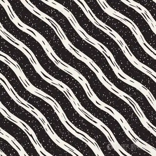 用涂鸦线条的无缝花纹手绘又脏又臭的波浪条纹背景时尚无休止的写意