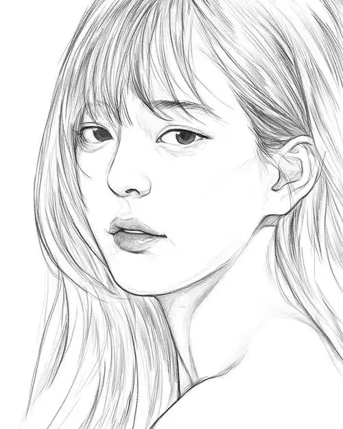 清爽干净的人物素描,适合新手临摹的素描作品