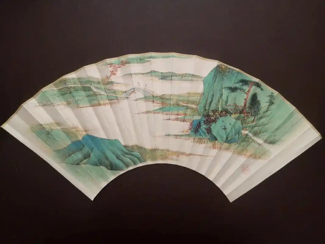 摹张大千金碧扇面二张#折扇 #扇面 #张大千 #金碧山水  - 抖音