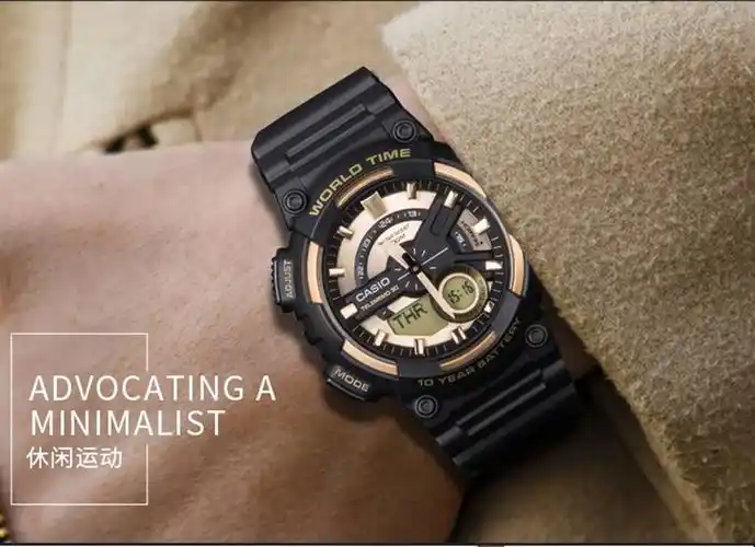 casio 金盘黑表带多功能防水运动手表 aeq-110bw-9avdf_casio手表