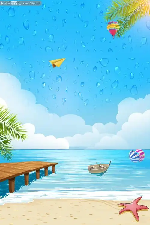 夏天卡通风景插画背景图片