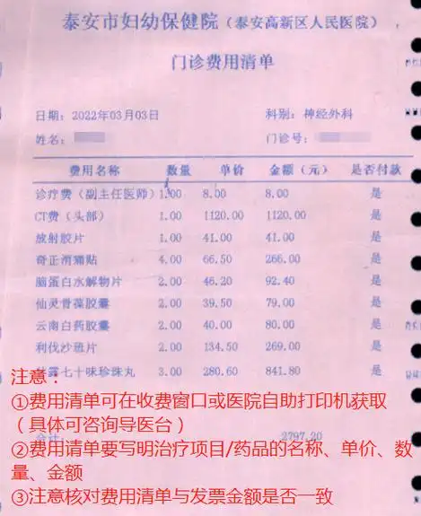 (2)门急诊费用清单原件(电子发票↑↑↑)(纸质发票↑↑↑)(1)门急诊