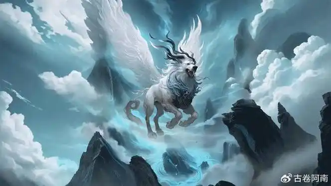 古卷山海:天马兽,似黑头白狗的异兽,见人就飞