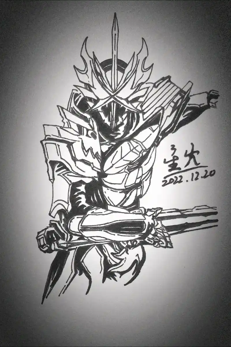 假面骑士圣刃 #远古之龙 #手绘 超越了觉悟 就能看到希望 - 抖音