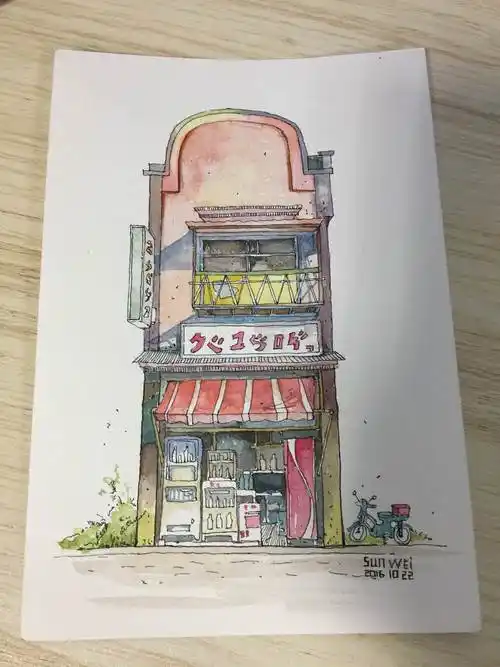 日式小店水彩画日式小店水彩画步骤线稿