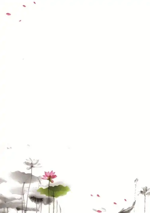 简洁水墨荷花中国风信纸背景word模板docx1页