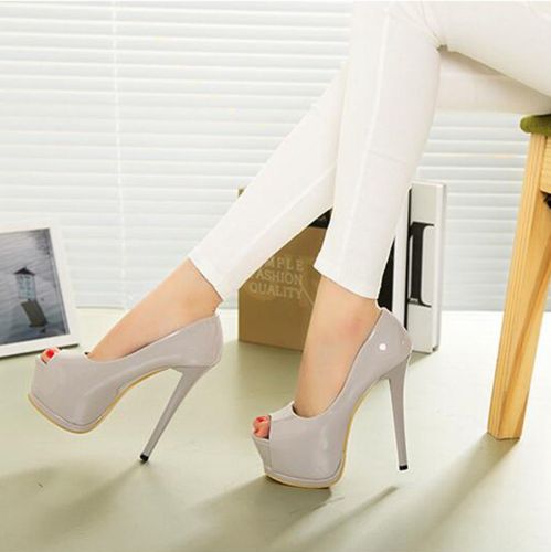 黑色性感细跟恨天高夜店鱼嘴女鞋15cm超高跟防水台宴会高跟鞋百搭