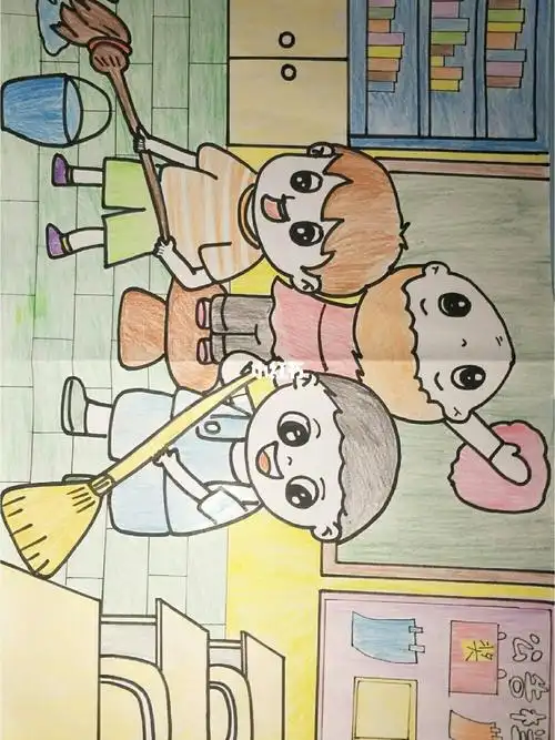 主题画教室大扫除简笔画画个简笔画人文绘画