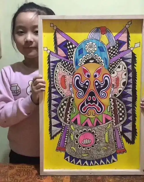 京剧脸谱儿童画线描画 _ 图片网