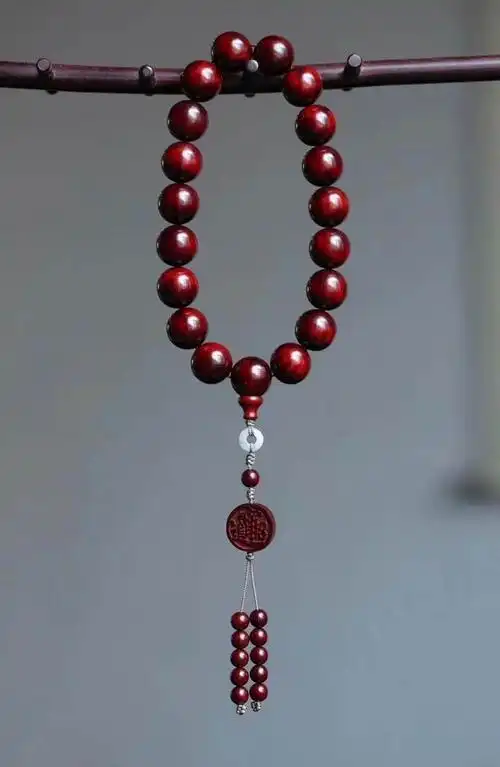 精印度小叶紫檀佛珠18mm持珠高油密金星水波纹1串￥1200