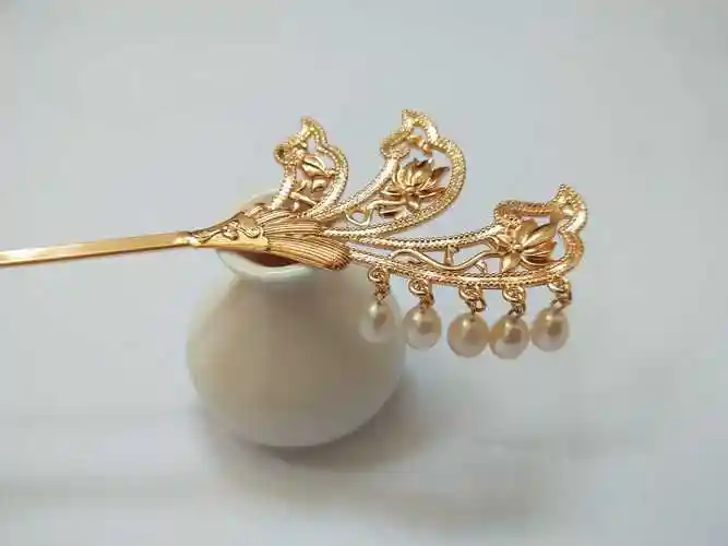 文物明制宋制铃兰兰花簪步婚礼步摇发簪发饰