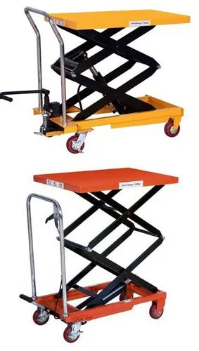 定制液压平台车手动升降机 升降平台车500kg草坪移动盆景搬运车-阿里