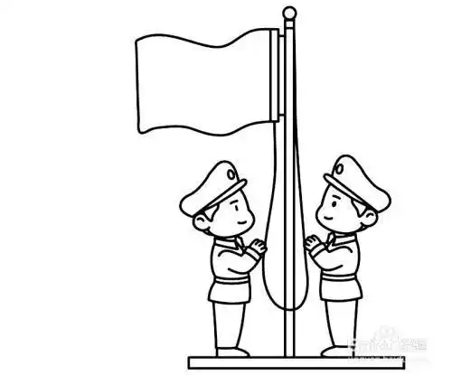 怎么画建军节升国旗的简笔画-百度经验