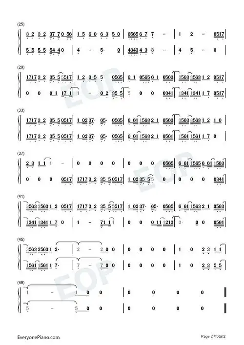 岁月神偷-合唱版-旋律谱双手简谱预览2