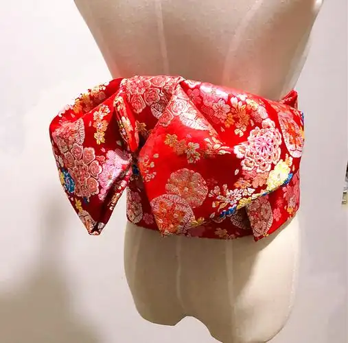 带绳多色选择日本和服高级提花织锦蝴蝶结腰封正装和服腰带和服配件